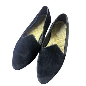 Birdies Black Velvet Quilted Slip-On Flats Size 8 Cozy Comfort